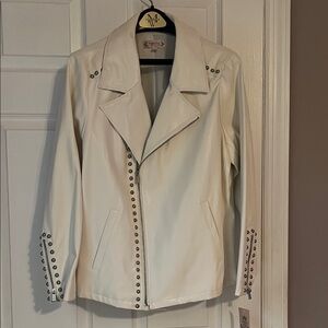 Nanette Lepore White Studded Jacket Faux Leather 1X NWT